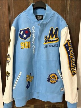 Wedding Cake Light Blue & White Varsity Jacket Memphis, TN